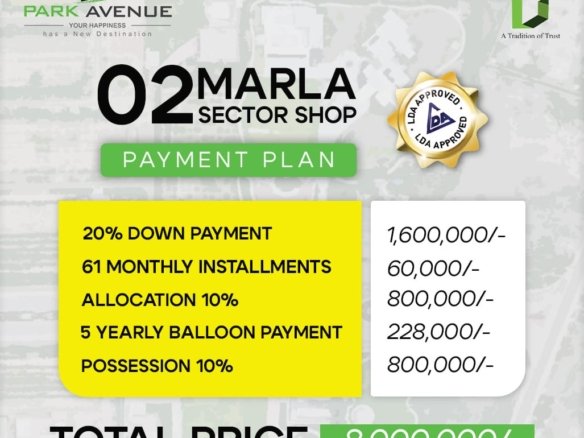 2 Marla Sector Shop in Park Avenue Lahore